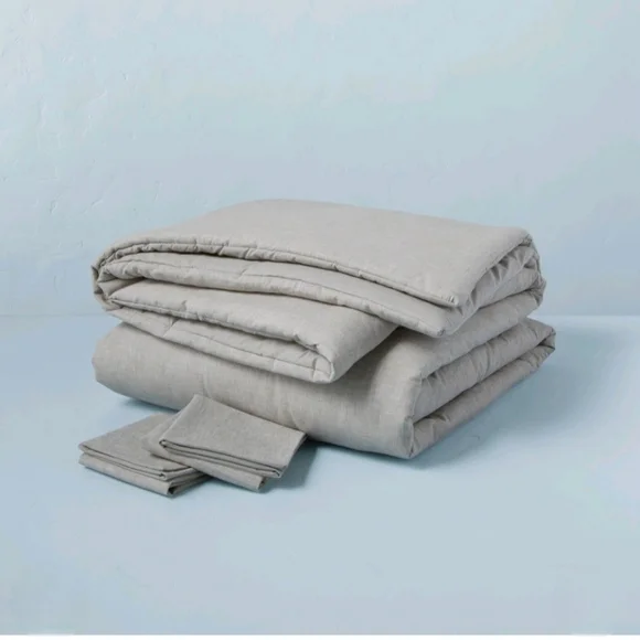 Hearth & Hand w Magnolia 3pc Full/Queen Linen Blend Duvet Set Jet Gray