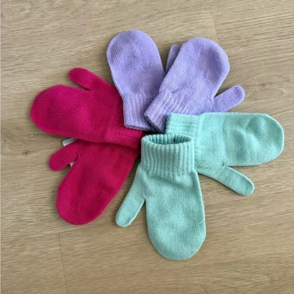 Cat & Jack 3 pack Kids Pastel Mittens Set - Pink, Lavender & Mint