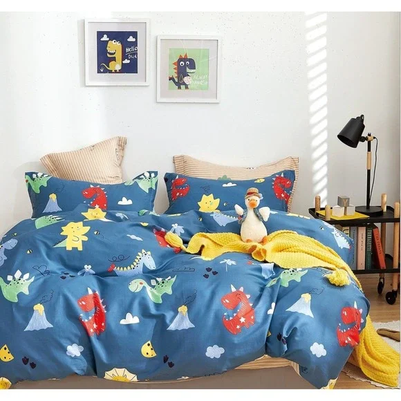 Markutus Blue Dinosaur 100% Cotton Duvet Cover Set Twin Kids Cute Fun‎ Discover
