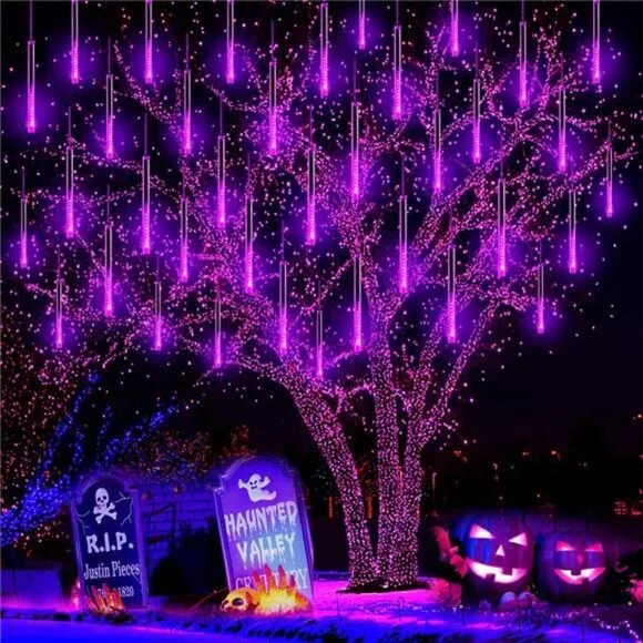 Halloween Lights Outdoor,Meteor Shower Lights 12 inch 8 Tubes Icicle Fairy Light