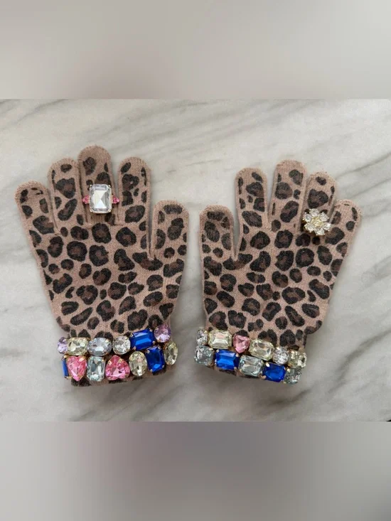 Super Smalls Leopard Print Kids embellished gloves