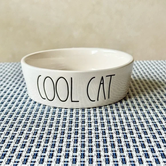 Rae Dunn COOL CAT Ceramic Food or Water Bowl NEW!!