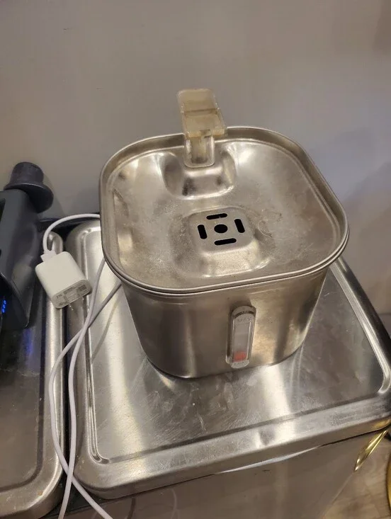 Stainless Steel Cat Water Fountain - Brushed Silver