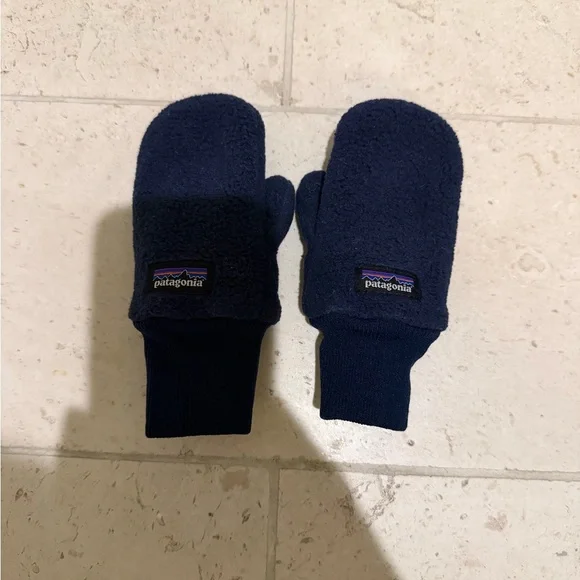 Baby Patagonia Navy Blue Fleece Mittens 3-6 months