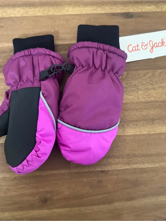 Cat & Jack Purple and Pink Kids Snow Mittens