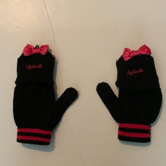 Minnie mouse mittens that button down and convert into Fingerless gloves