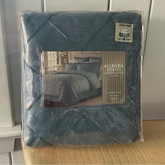 $15 SALE Comforter Cover Set Solid Textured Allegra Blue 4 Price Full/Queen