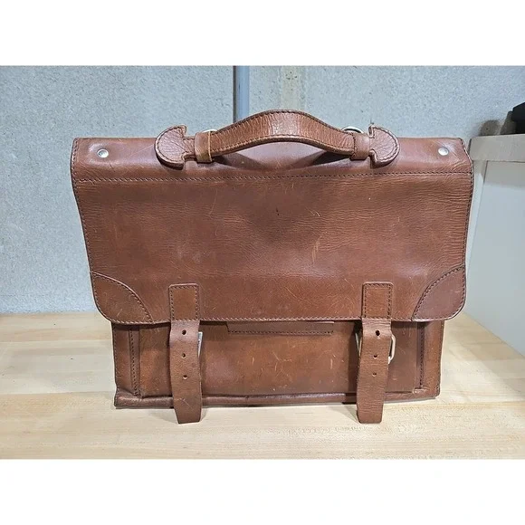 European Natural Leather Bags Messenger Business Travel (No Strap, 1 Buckle) VTG