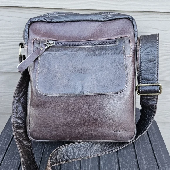 Colombian Leather Dark Brown Crossbody Bag Purse Men's Tote Satchel Quality Bag