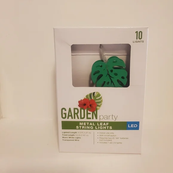 Garden Party Metal Leaf String Lights Brand New