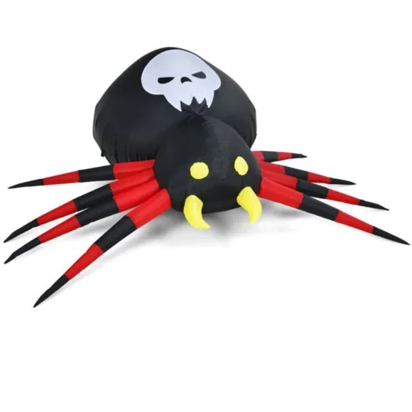 12-Foot Giant Inflatable Spider with White LED Lights - Halloween Blow Up Decor