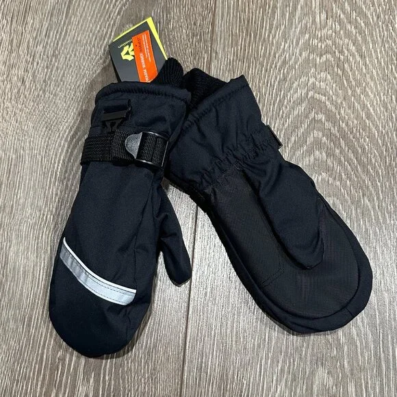 Kid's Adjustable Winter Mittens-Black-All In Motion
