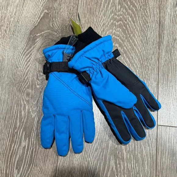 Kid's Adjustable Winter Gloves-Blue/Black-Size 8-14-All In Motion