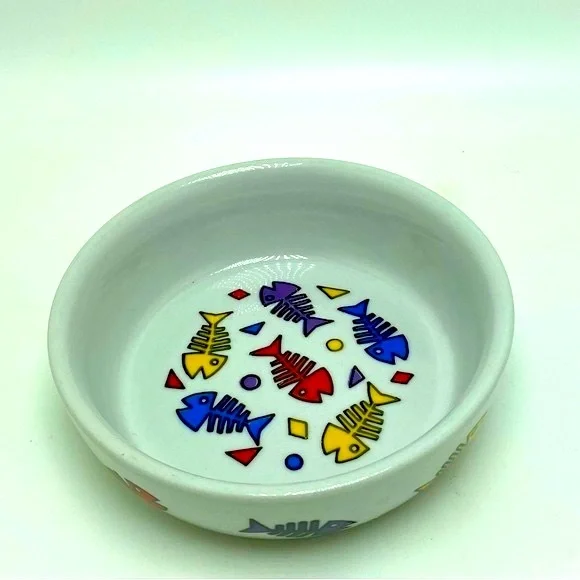 Colorful Fish Ceramic Cat Dish