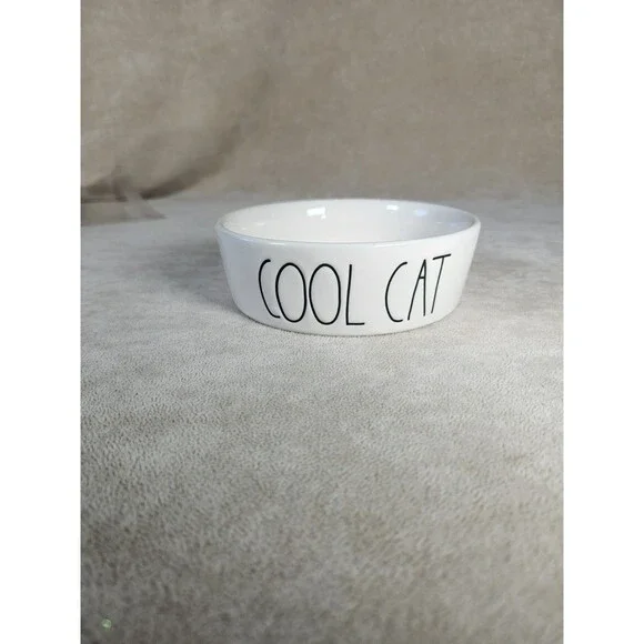Rae Dunn COOL CAT Ceramic Pet Bowl for Cats Pet Dish Food Water Bowl