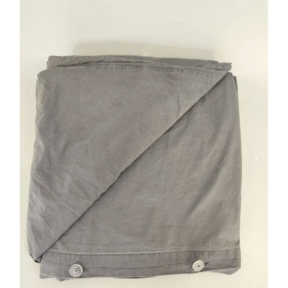 Brooklinen Duvet Cover Queen Gray 100% Cotton Button Closure Minimalist Luxury