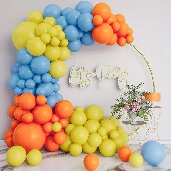 132Pcs Orange and Yellow Balloon Arch Garland Kit-Light