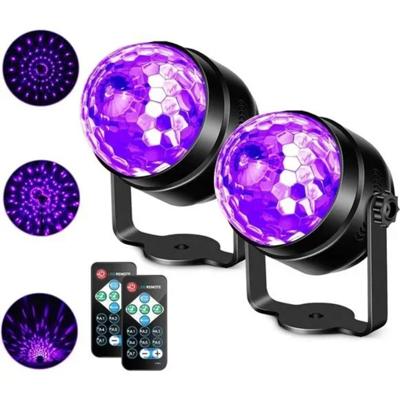 UV Black Lights for Glow Party, 6W LED Disco Ball Strobe Lights for Dark Party