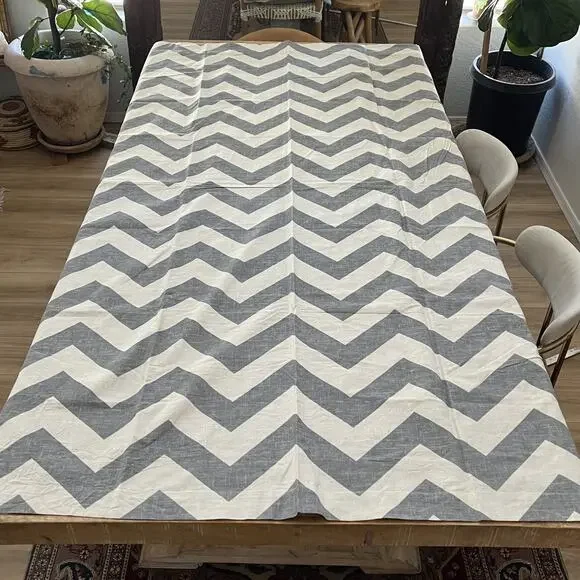 2 West Elm Gray Chevron Zig Zag Cotton Window Panels 48