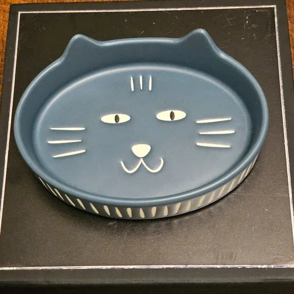 Whisker City Blue Ceramic Cat Ears Saucer 0.5 once Non-Skid
