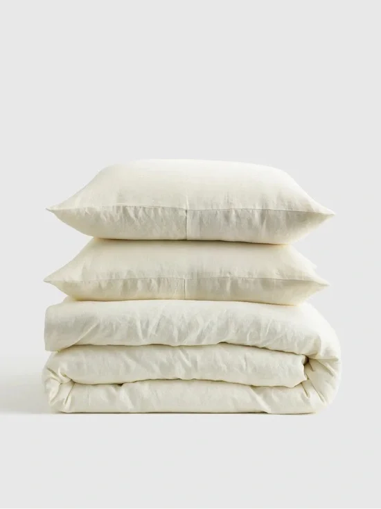 QUINCE European Linen Duvet Cover Set Full/Queen Ivory 8915