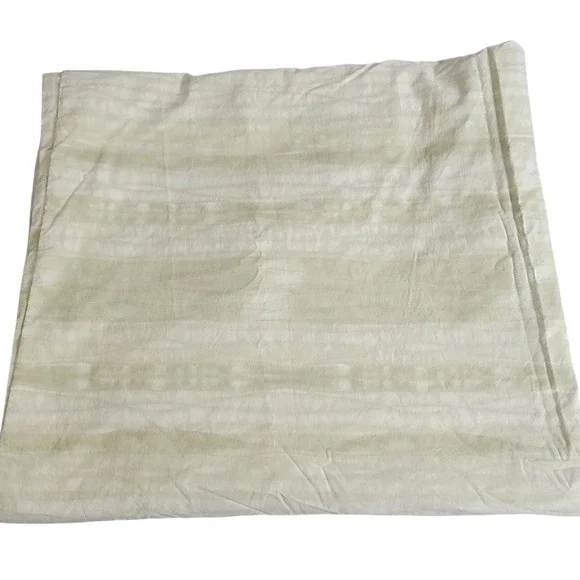 West Elm Queen Sage Green Ivory Striped Cotton Duvet Cover Button Closure