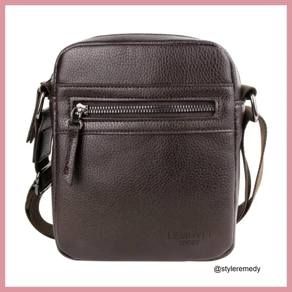 PU Leather Crossbody Messenger Bag with Adjustable Strap