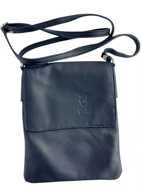 Vera Pelle Navy Leather Messenger Crossbody