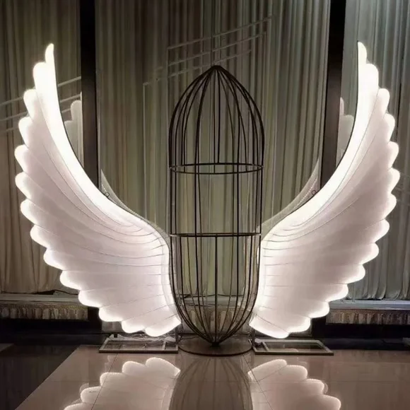 Large Angel Wings Lamps Pair