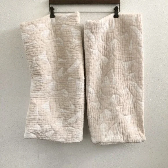 West Elm Cream and White Quilted Throw Pillow Shams (Pair)