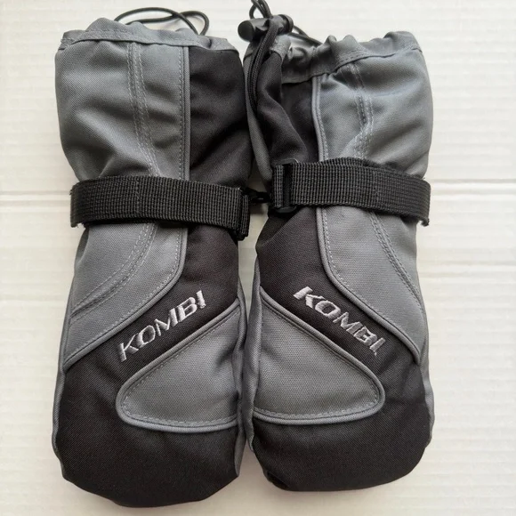 KOMBI Gray and Black Snowboarding/Ski Waterguard Winter Snow Mittens-Junior XS