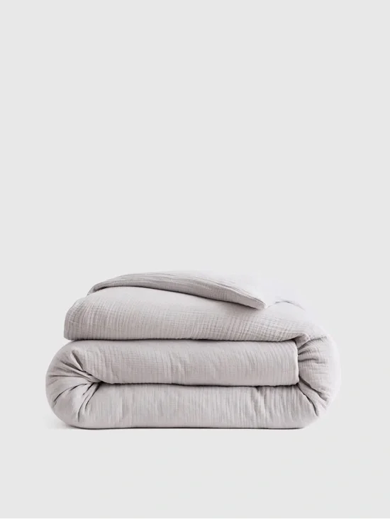 QUINCE Organic Airy Gauze Duvet Cover King/Cal King Light Grey 6398