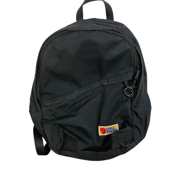 Fjallraven Vardag Backpack Black Outdoors School Daypack Handle Pockets Zippers