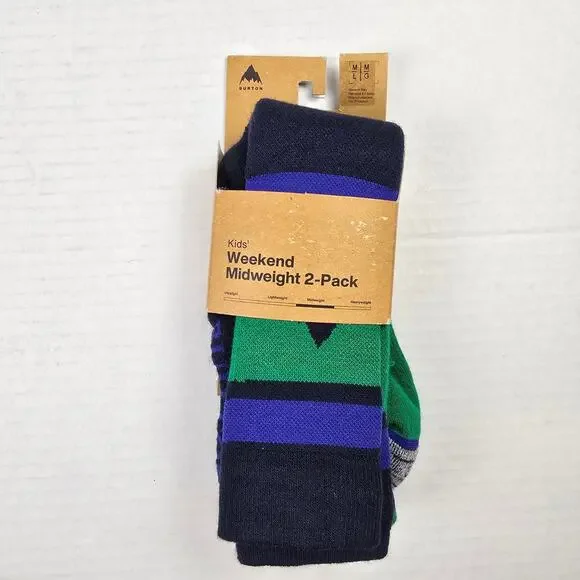 Burton Kids Weekend Midweight Socks 2 Pack Galaxy Green M/L - 2/4 Youth