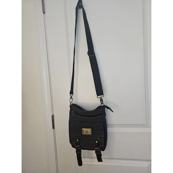 Prarie Schooner Unisex Crossbody Bag Black Canvas Heavy Duty Multi‎ Pocket