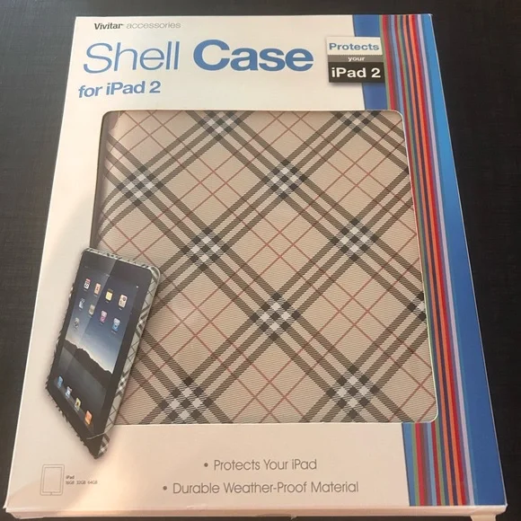 Vivitar Plaid‎ Shell Case for iPad 2 - Black and Red