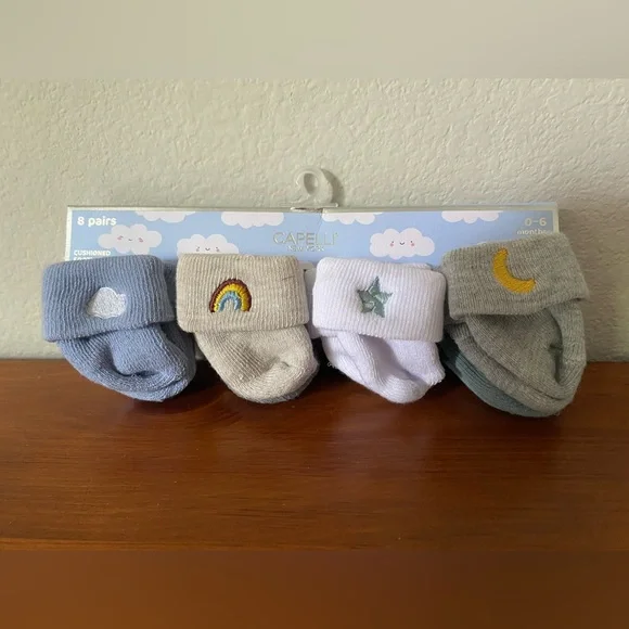 Capelli of New York Baby Socks Set - Blue, Cream, White, Gray - newborn new!