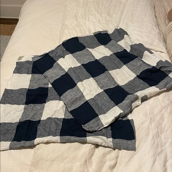 West Elm 100% Linen Buffalo Stripe Euro Sham Set