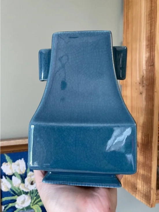 West Elm blue decorative vase