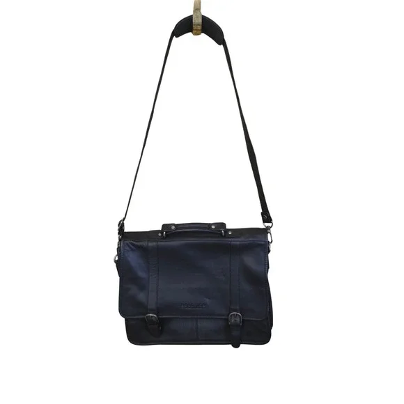 Kenneth Cole Reaction Messenger Bag Briefcase Brown Leather Laptop Large 16