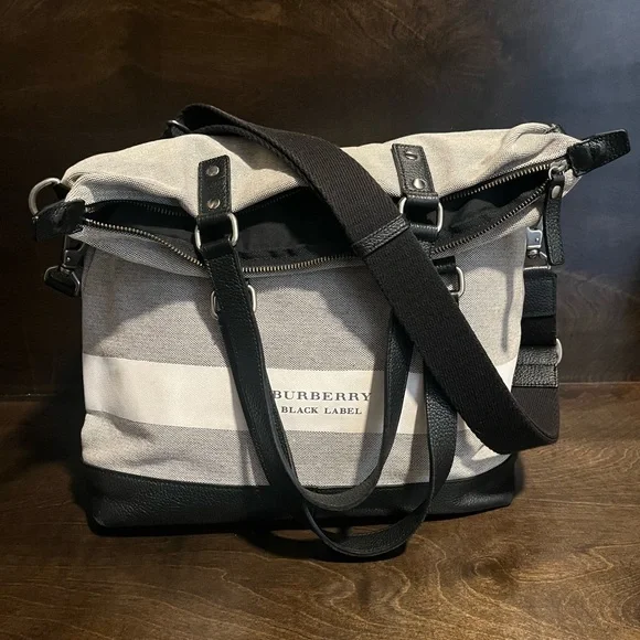 Burberry Black Label Men's Gray and Black Messenger Bag