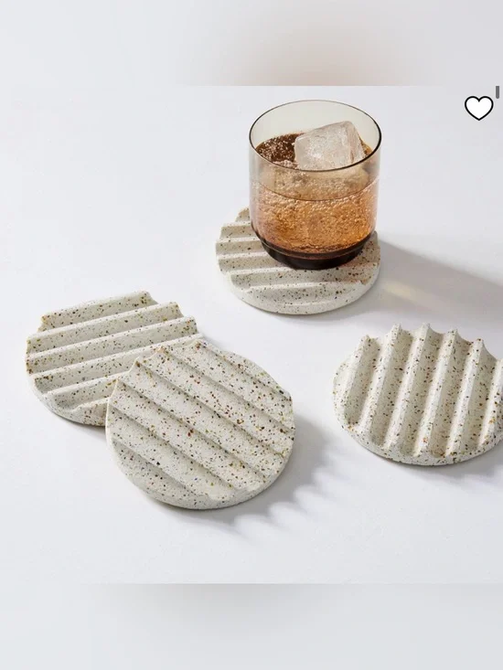 NWOT West Elm Pretti.Cool Terrazzo Coaster Set in White Set of 4