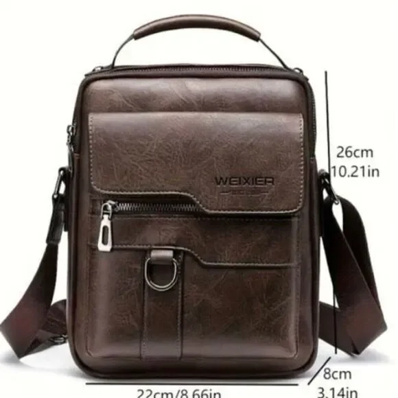 NWT WEIXIER Vintage Tan Camel Shoulder Spacious Multi-Pocket Office Travel Bag