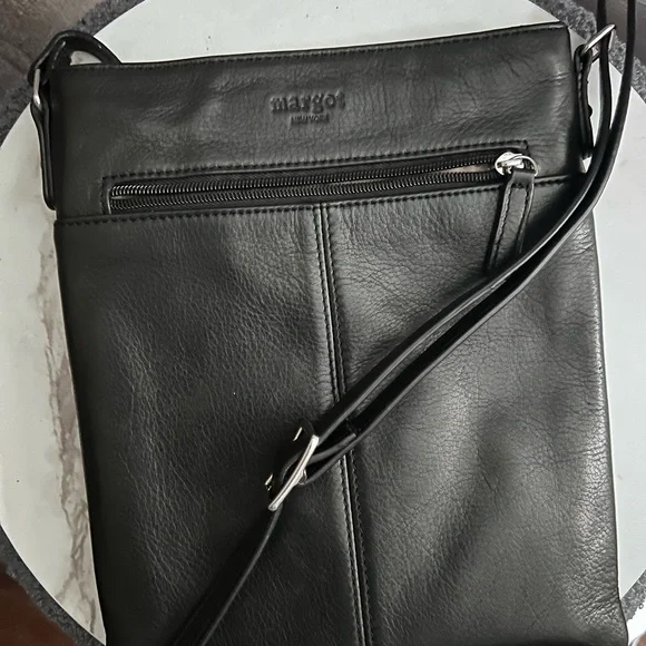Margot Black Leather Crossbody Bag