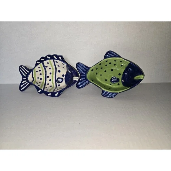 Hand-painted ceramic fish-shaped bowls