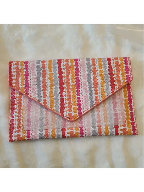 NEW Vera Bradley Tech Envelope in Confetti Stripes Pink, Peach,Orange