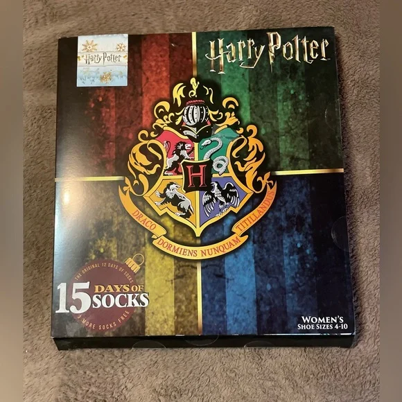 Harry Potter 15 Days of Socks Gift Box, Women’s Shoe Sz 4-10