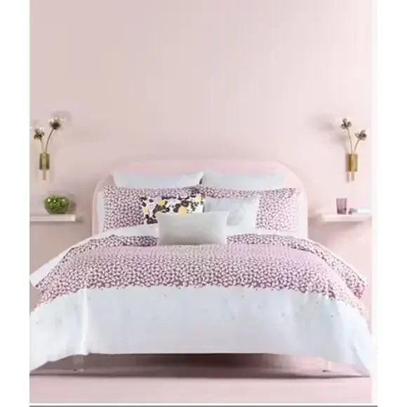 Kate Spade New York Carnation Duvet Cover King Purple Floral Cotton Preppy
