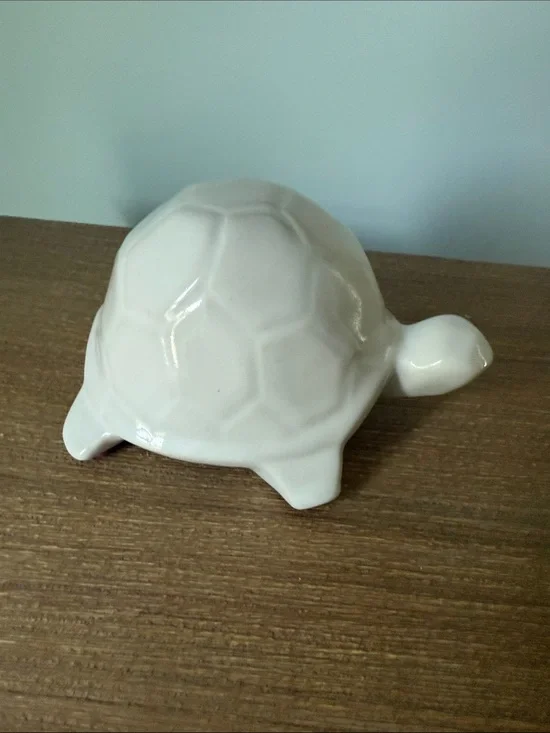 West Elm Glossy Cream Ceramic Turtle Accent