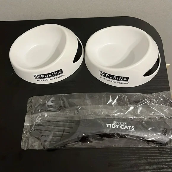 Purina Tidy Cats poop scooper & 2 food/water bowls NEW